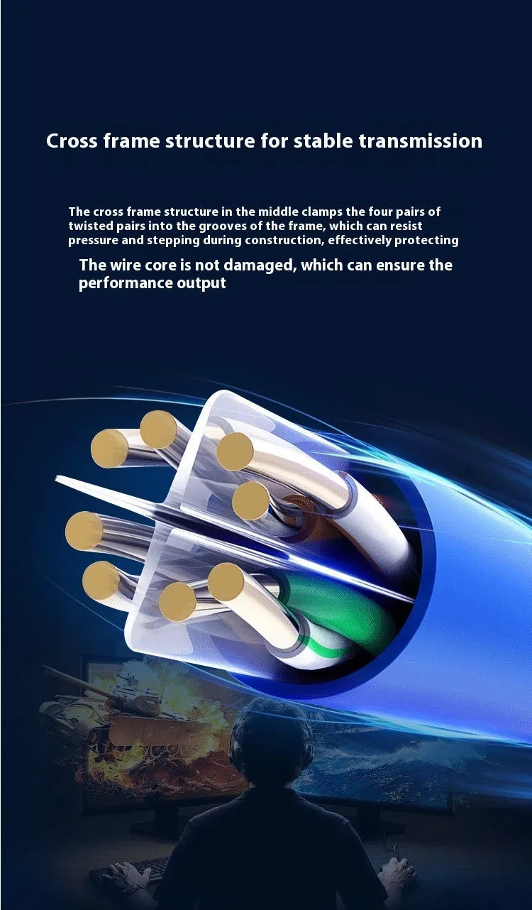 305 metre box of blue Cat6 oxygen-free copper network cable with gigabit and 10GB/S speed labelling