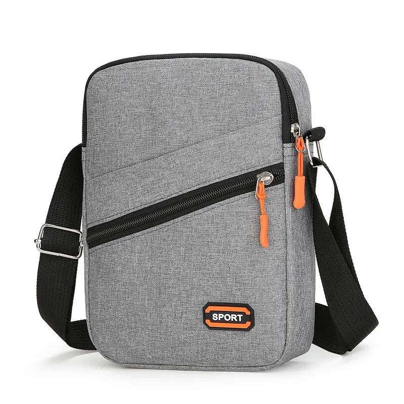 Oxford cloth ultra-light crossbody commuter bag in silver grey, black, or navy blue.