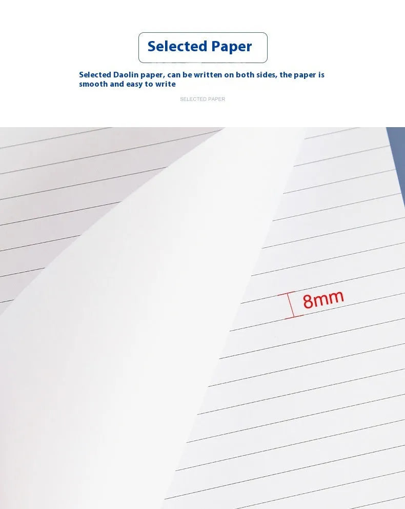A4 tearable note pad with wireless adhesive binding showing grid and lined format options