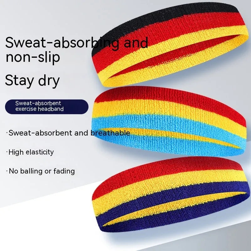 Colourful sports headband in multi-colour combinations for adult basketball and running activities