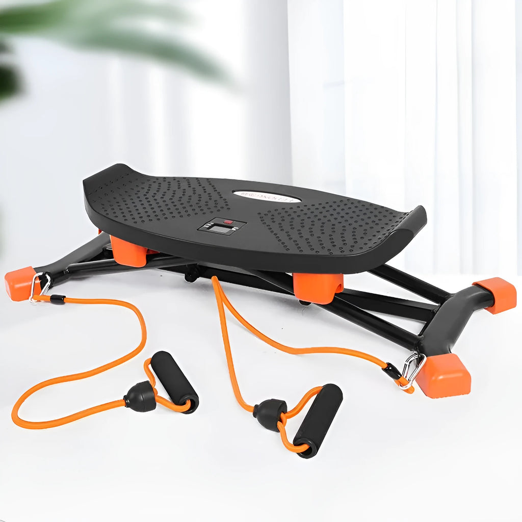 JS101A black mini fitness skiing machine with elastic hand straps