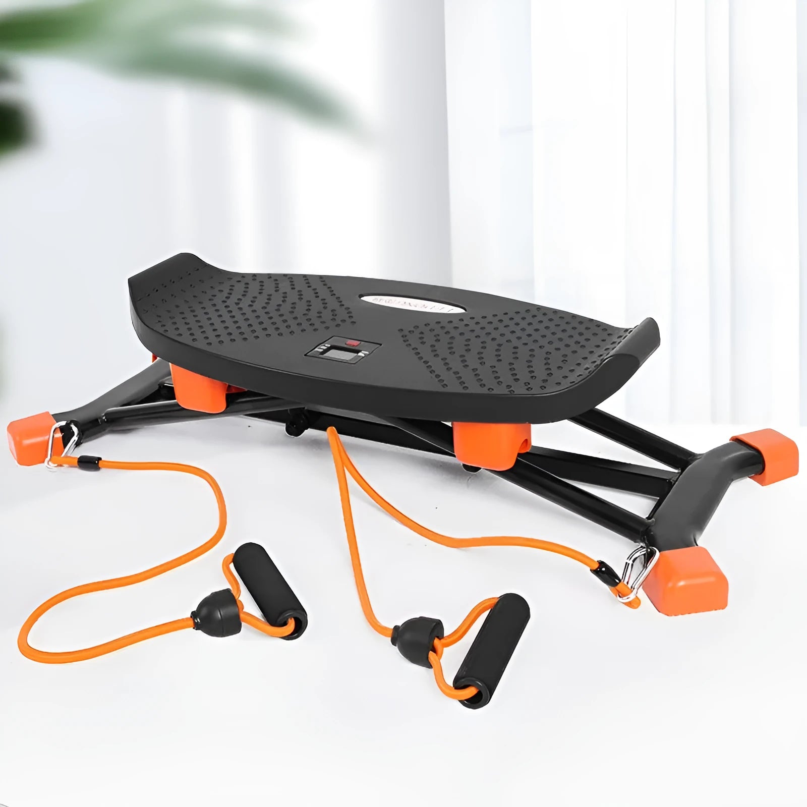 JS101A black mini fitness skiing machine with elastic hand straps