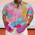 Hawaiian style short sleeve cardigan with 3D printing design and stand collar in polyester fabric