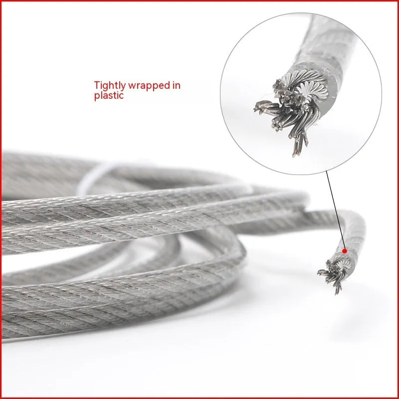 304 stainless steel invisible anti-theft security cable showing double twist construction and coated finish