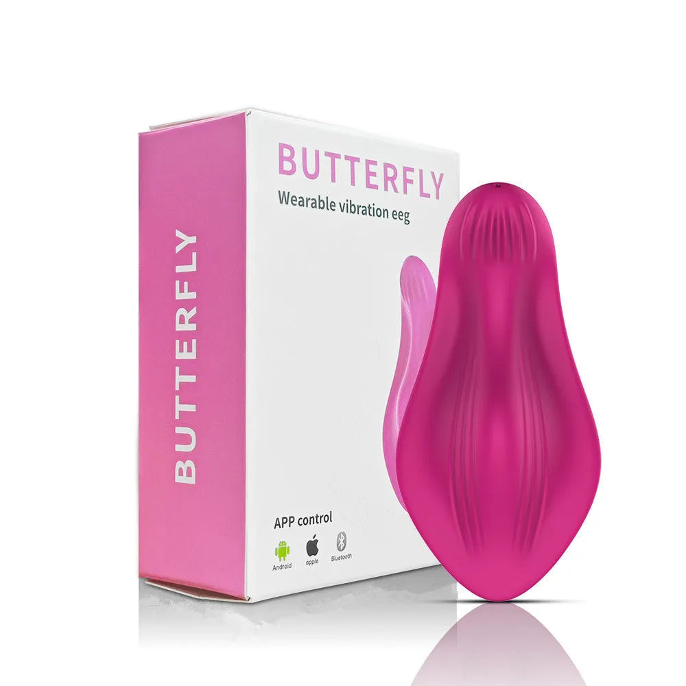 Rose red silicone butterfly-shaped female massager with APP remote control