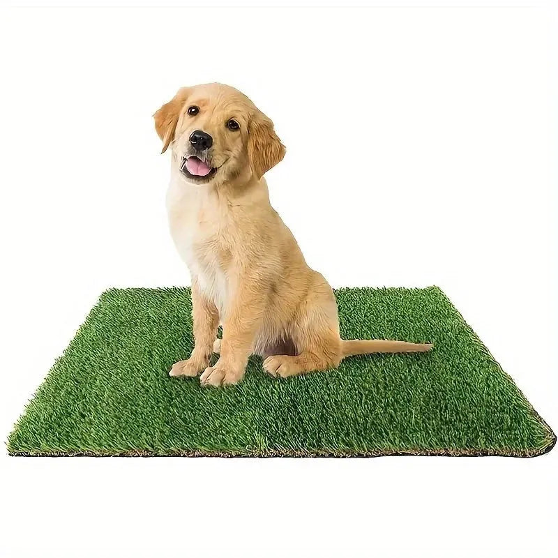 Artificial grass pet toilet training mat shown in three sizes for dogs and cats indoors