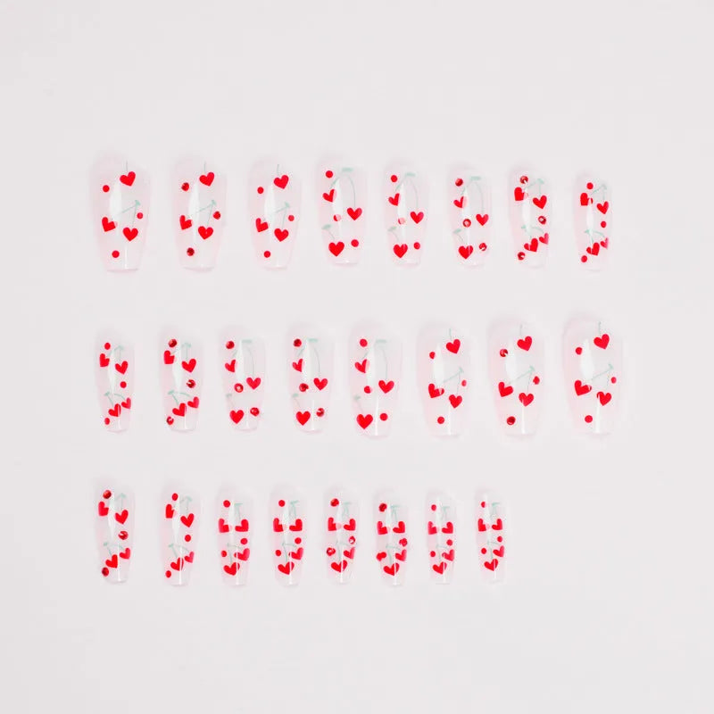 French love heart red diamond small cherry nail art decoration stickers JP1601 colour