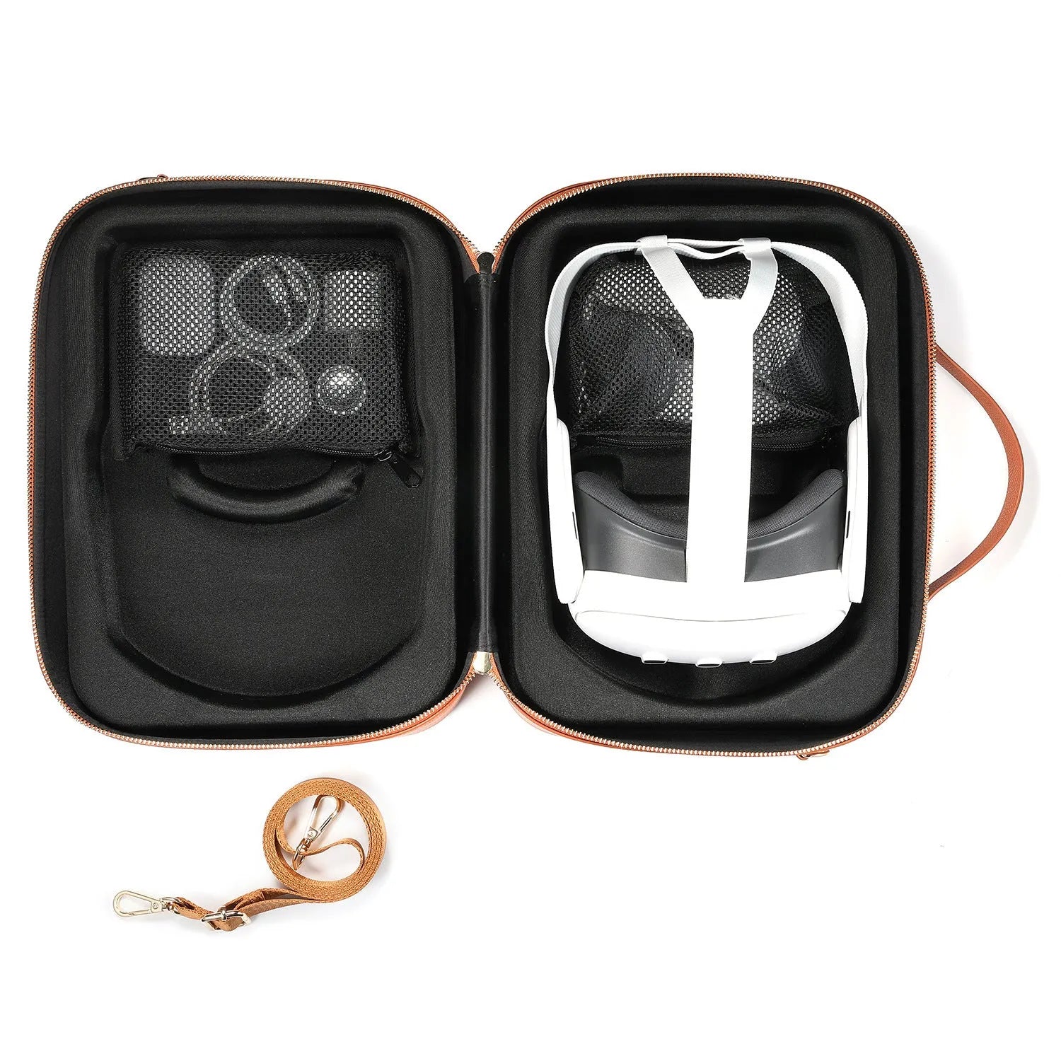 Black superfiber storage box for Apple Vision Pro MR glasses showing interior space.