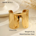 Women's exaggerated wide geometric bracelet stainless steel 18K gold plated wave design