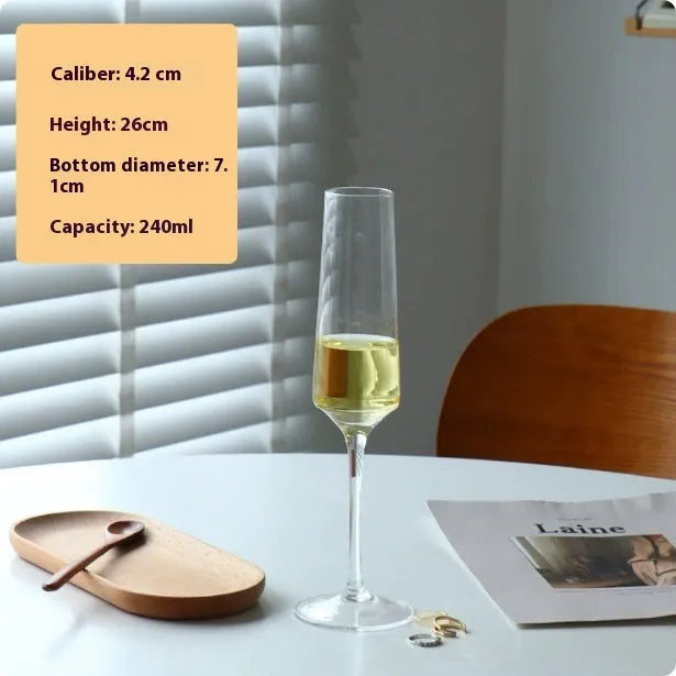 Champagne glasses goblet set with crystal designs including straight tulip waist bevel and flute styles