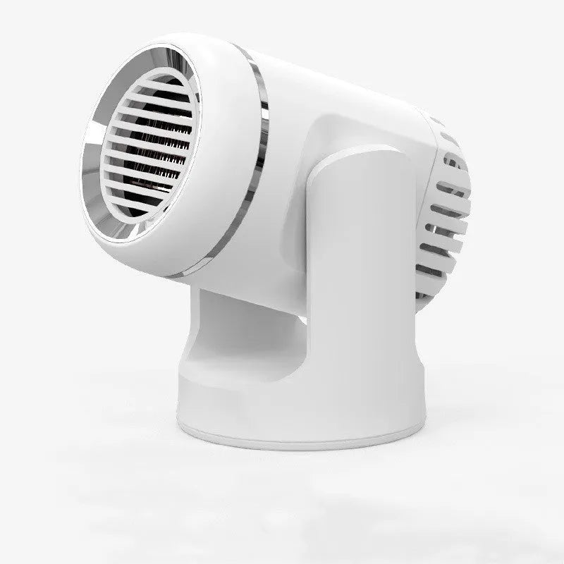 Black and white 12V car heater with dual hot cold settings for vehicle defrosting and climate control