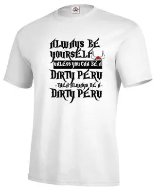 Men's white casual printed T-shirt with short sleeves and straight cut design