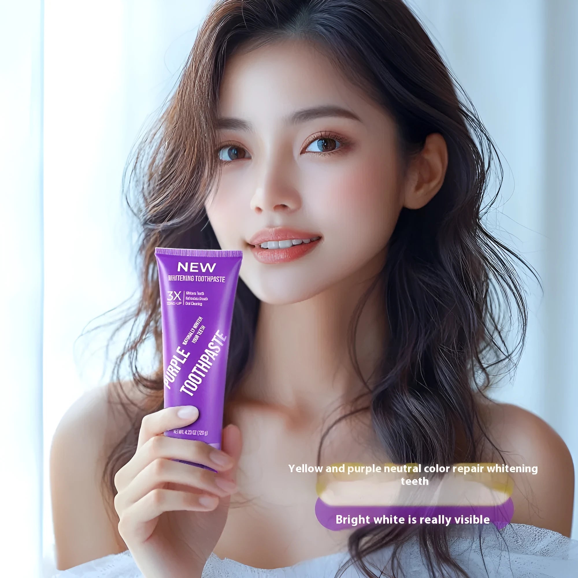 Purple whitening toothpaste for adults in 120g and 65g tube sizes