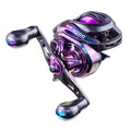 Colourful BM2000 fishing reel on a white background, showing left and right-hand retrieve options.