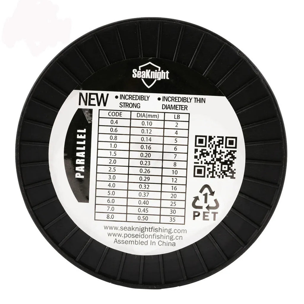 Seaknight1000 M fishing line spool showing nylon thread in selected colour with diameter size marking