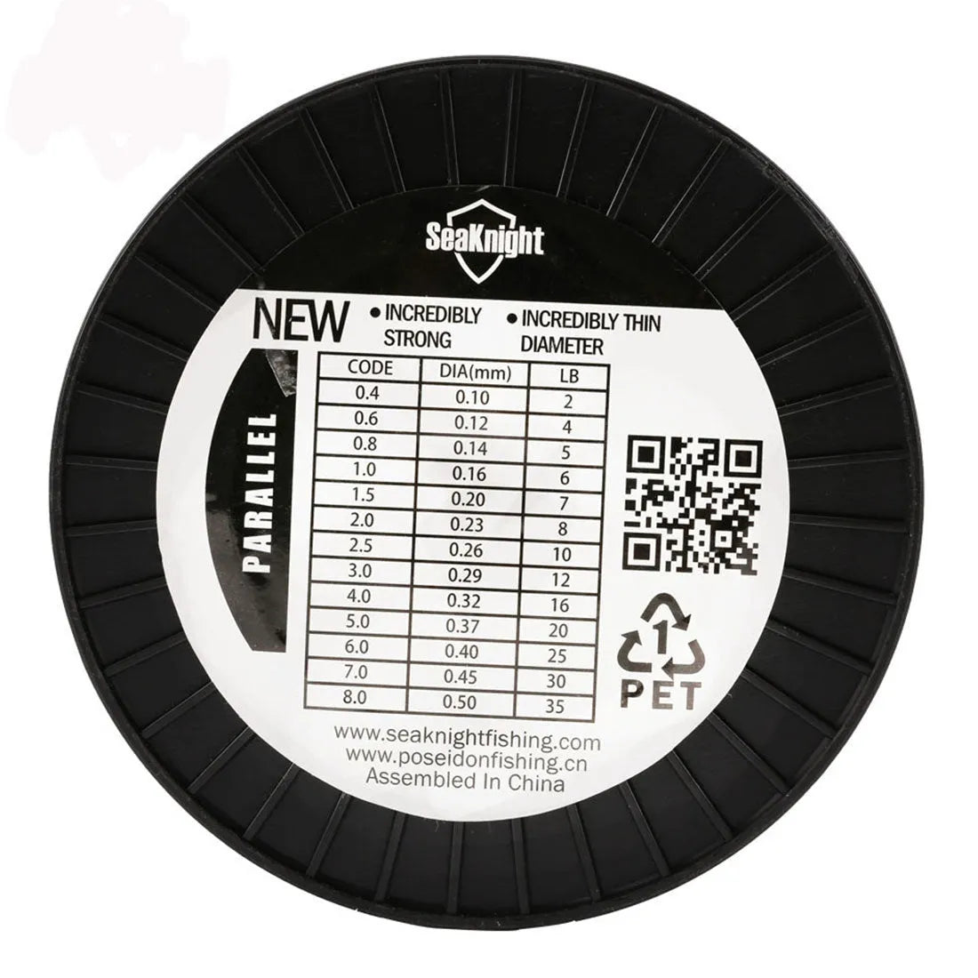Seaknight1000 M fishing line spool showing nylon thread in selected colour with diameter size marking