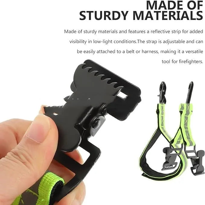 Fluorescent green fireman gloves safety clip with metal buckle for industrial use