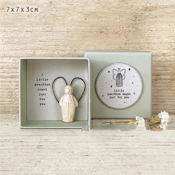 Modern simple style guardian angel resin ornament in a box, gift for friends.