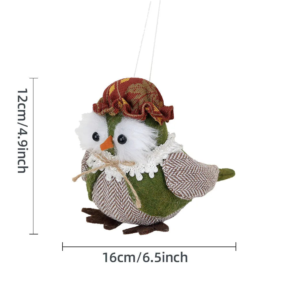 Thanksgiving owl decoration hanging pendant in green and orange colours.