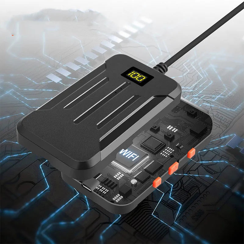 F300 wireless dual lens endoscope with 5.5mm and 8mm probes, magnet, hook, and smartphone display