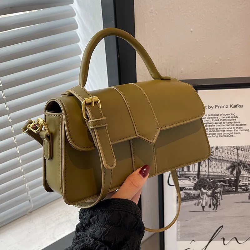 Women's horizontal square messenger bag in beige colour with sandwich pocket and file compartment