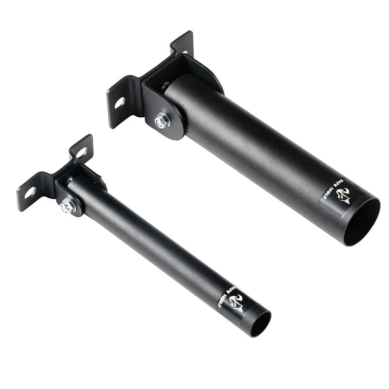 Wall-mounted steel barbell gun barrel rack with 25 tube holders for rod storage