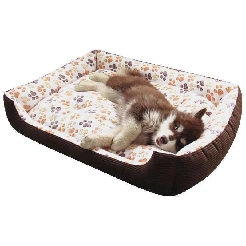 Plush dog bed with bolster sides in beige colour for small dogs