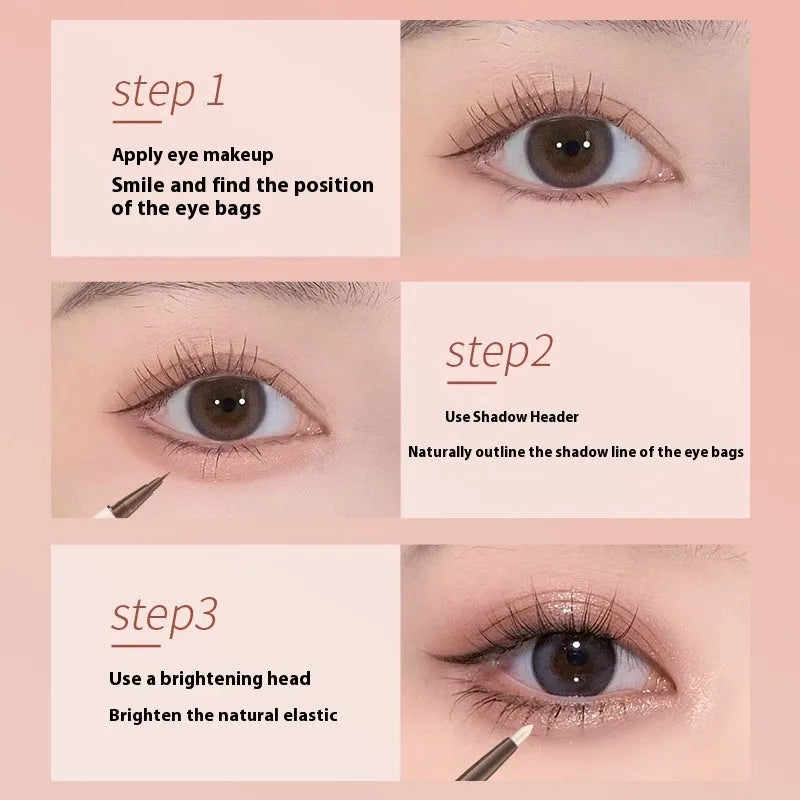 Double headed silkworm pen liquid eyeliner in Floating Platinum and Born Nude Apricot pearlescent colours