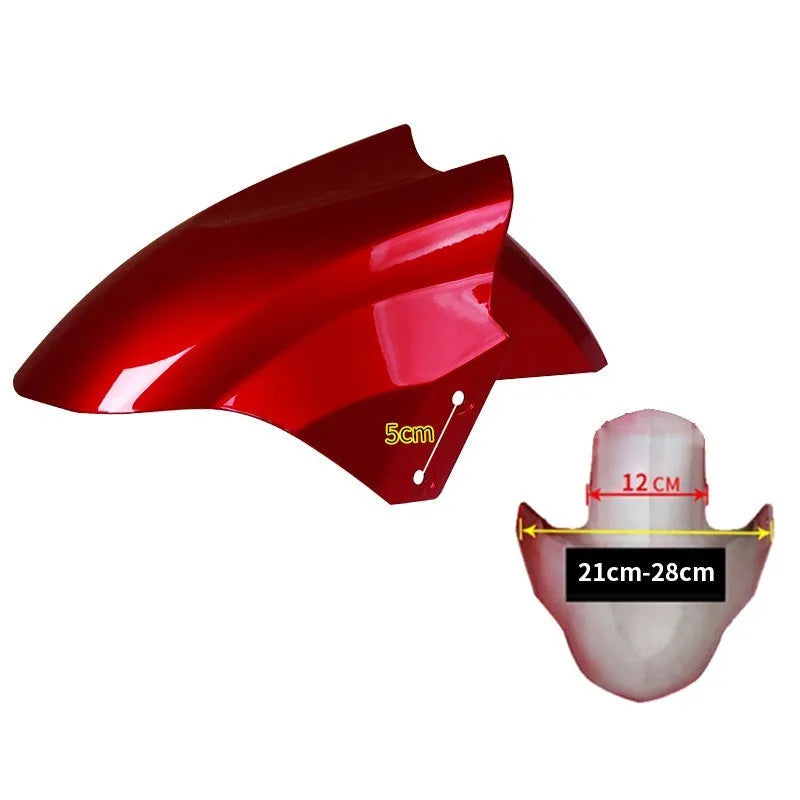 ABS plastic front wheel fender for an electric car, shown in a choice of colours including red, white, and black.
