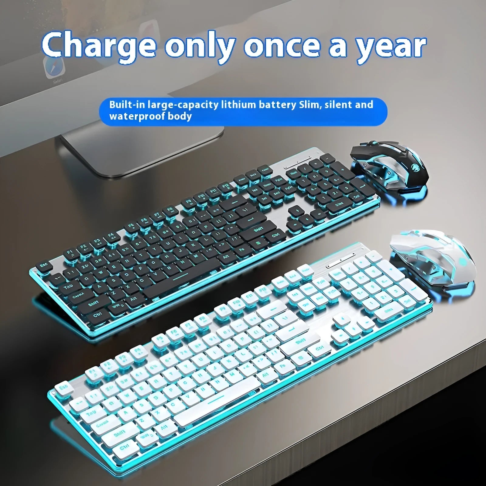 Wireless Bluetooth mute keyboard with backlit keys in cherry blossom pink colour option
