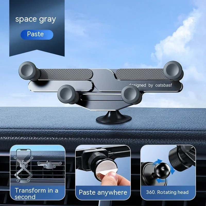 Aluminium alloy car phone mounting bracket for dashboard or air vent installation