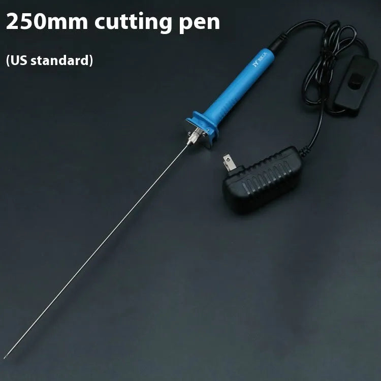 Blue electric heating cutter with plastic handle for cutting foam polystyrene and pearl cotton boards
