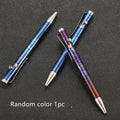 Titanium alloy ball pen with gun bolt handle and iridescent magic colour phantom finish.