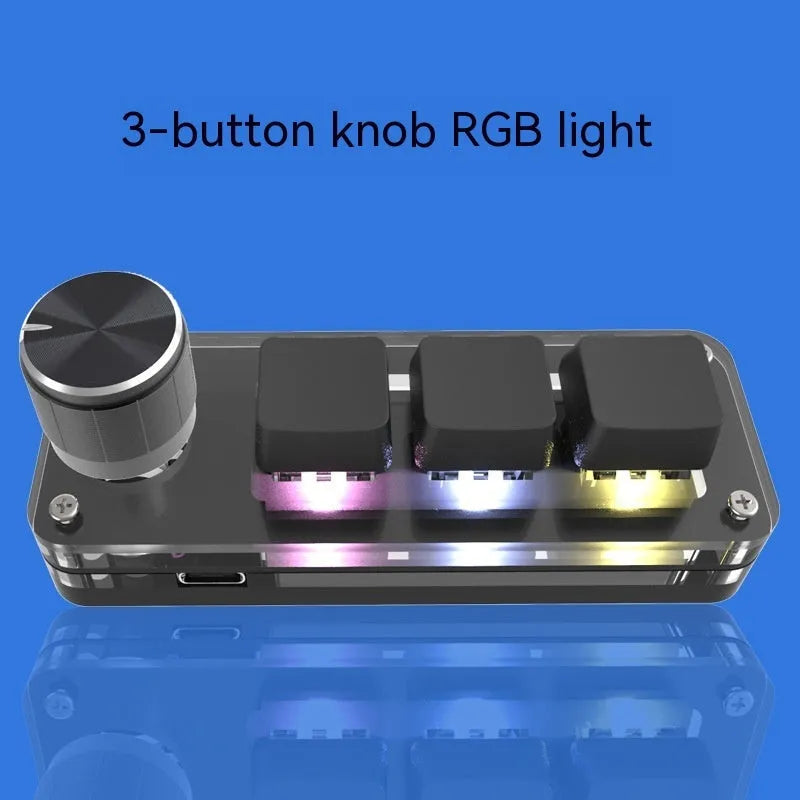 Black mini keyboard with RGB backlight and dedicated copy paste keys measuring 15cm wide