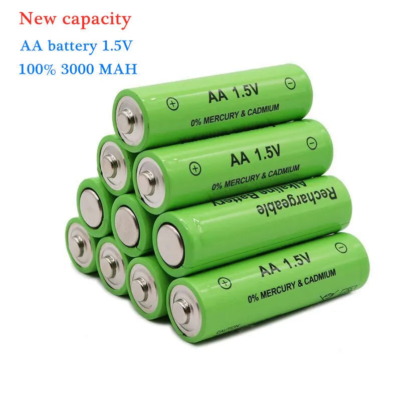 Industrial grade alkaline rechargeable AA battery with 3000mAh capacity and 1.5V output