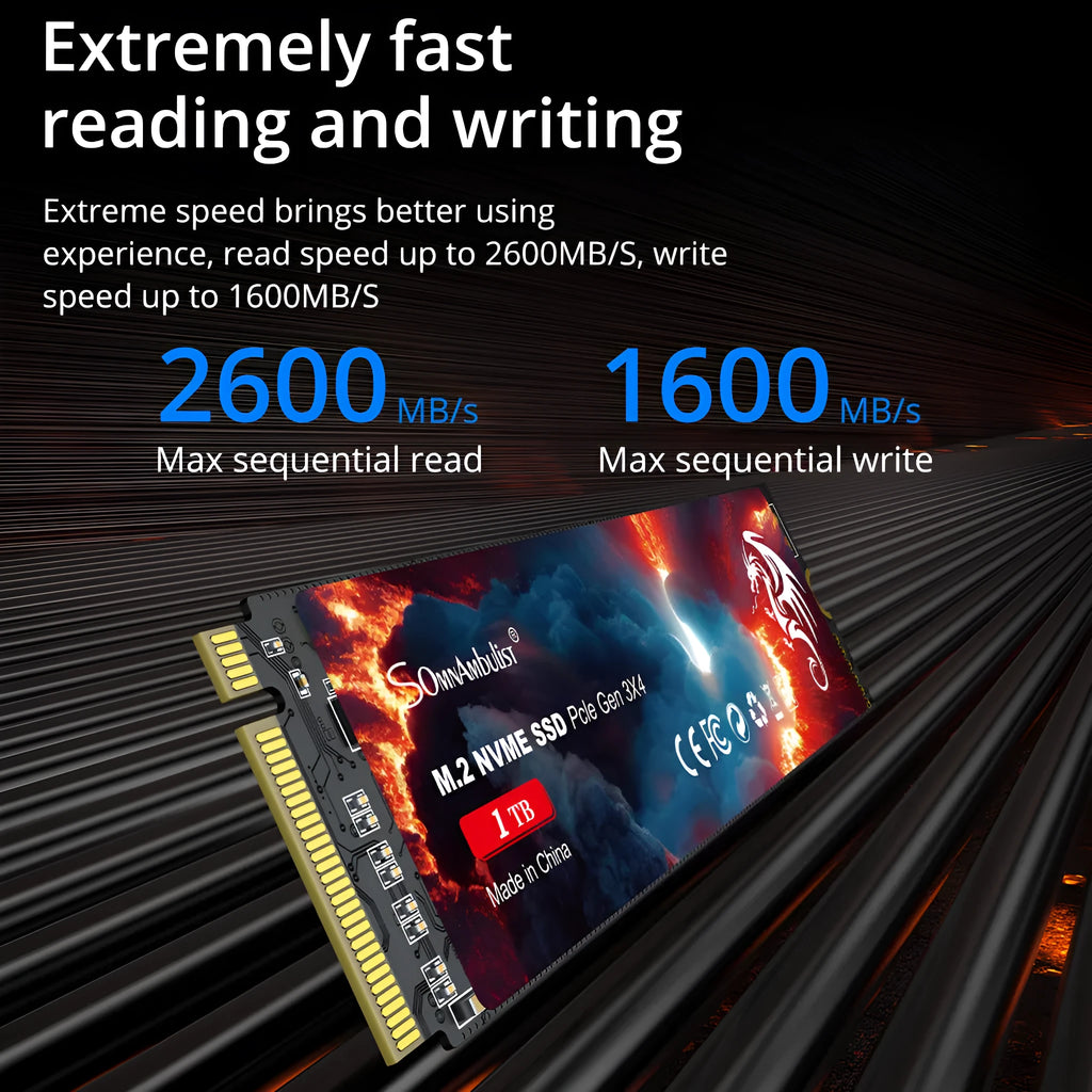 M.2 solid state drive for desktop computers with PCIe 3.0 interface and 80 x 22 mm dimensions