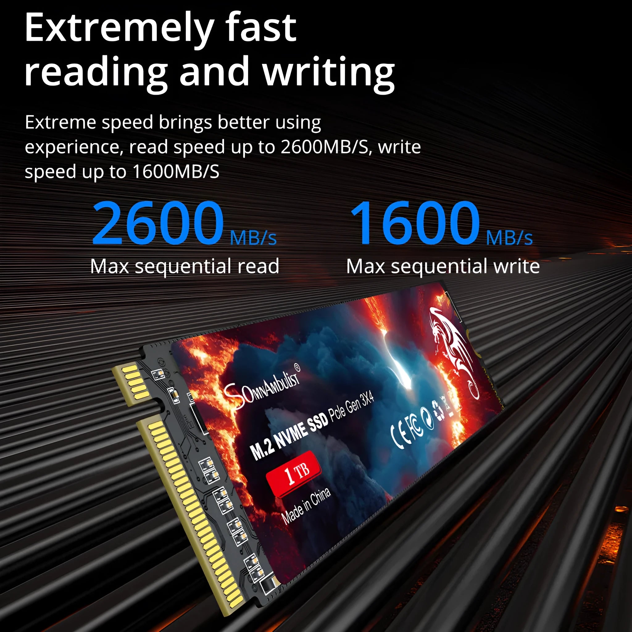 M.2 solid state drive for desktop computers with PCIe 3.0 interface and 80 x 22 mm dimensions