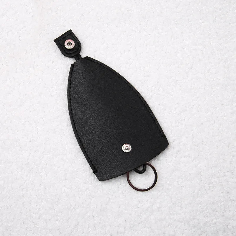 Cartoon-themed PU leather car key case with pull-out mechanism measuring 14x7.5 cm