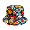 Colourful floral print bucket hat with dome crown in size M