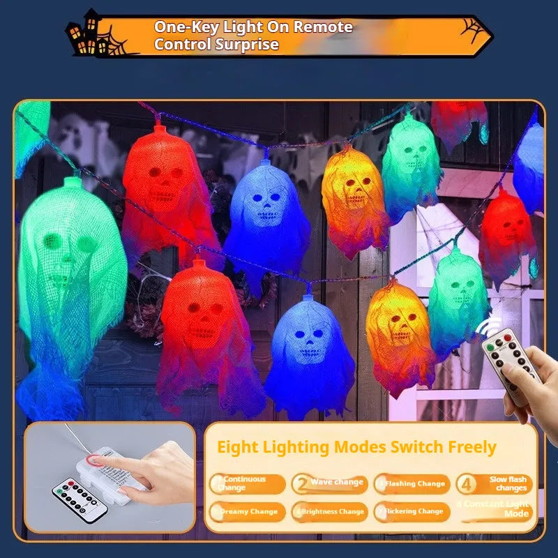 Halloween coloured LED light strand with plastic shell and battery box for indoor wall decoration