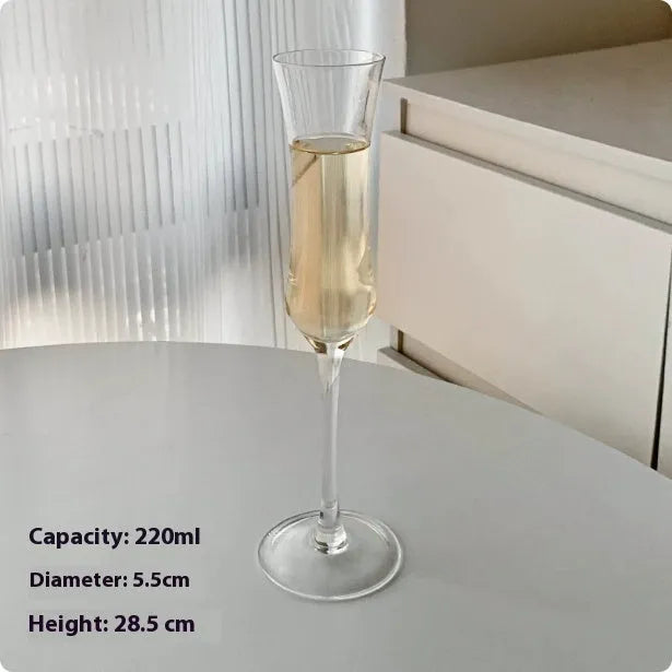 Champagne glasses goblet set with crystal designs including straight tulip waist bevel and flute styles