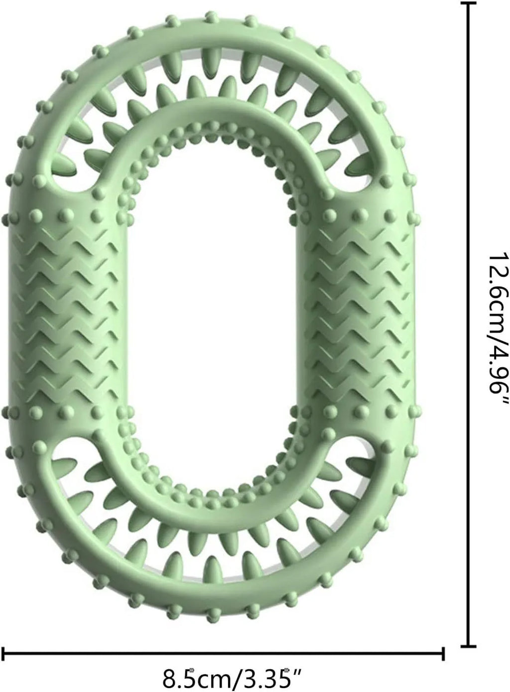 Blue durable rubber O-ring dog chew toy with dental cleaning ridges for aggressive chewers