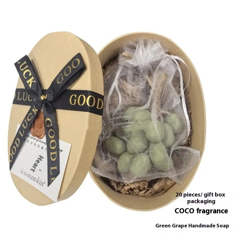 Handmade grape soap bar with 120g net content in black, green, purple and litchi scent varieties