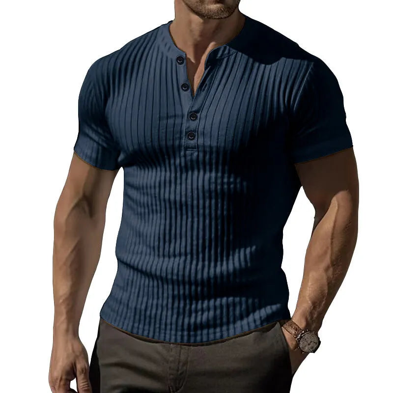 Men's slim-fitting muscle-cut sports T-shirt in polyester, shown in Army Green colour.