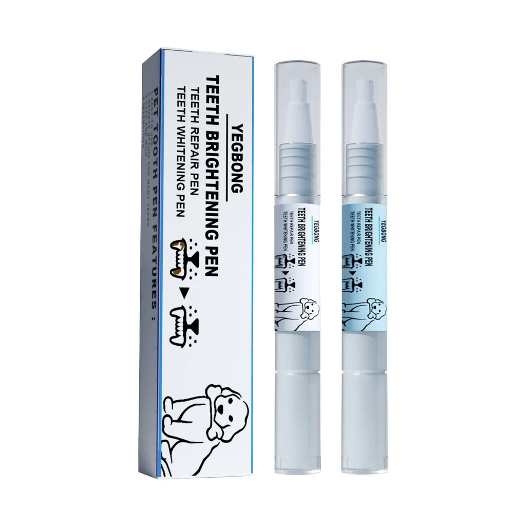 Pet teeth whitening pen with brush applicator for dog and cat dental care