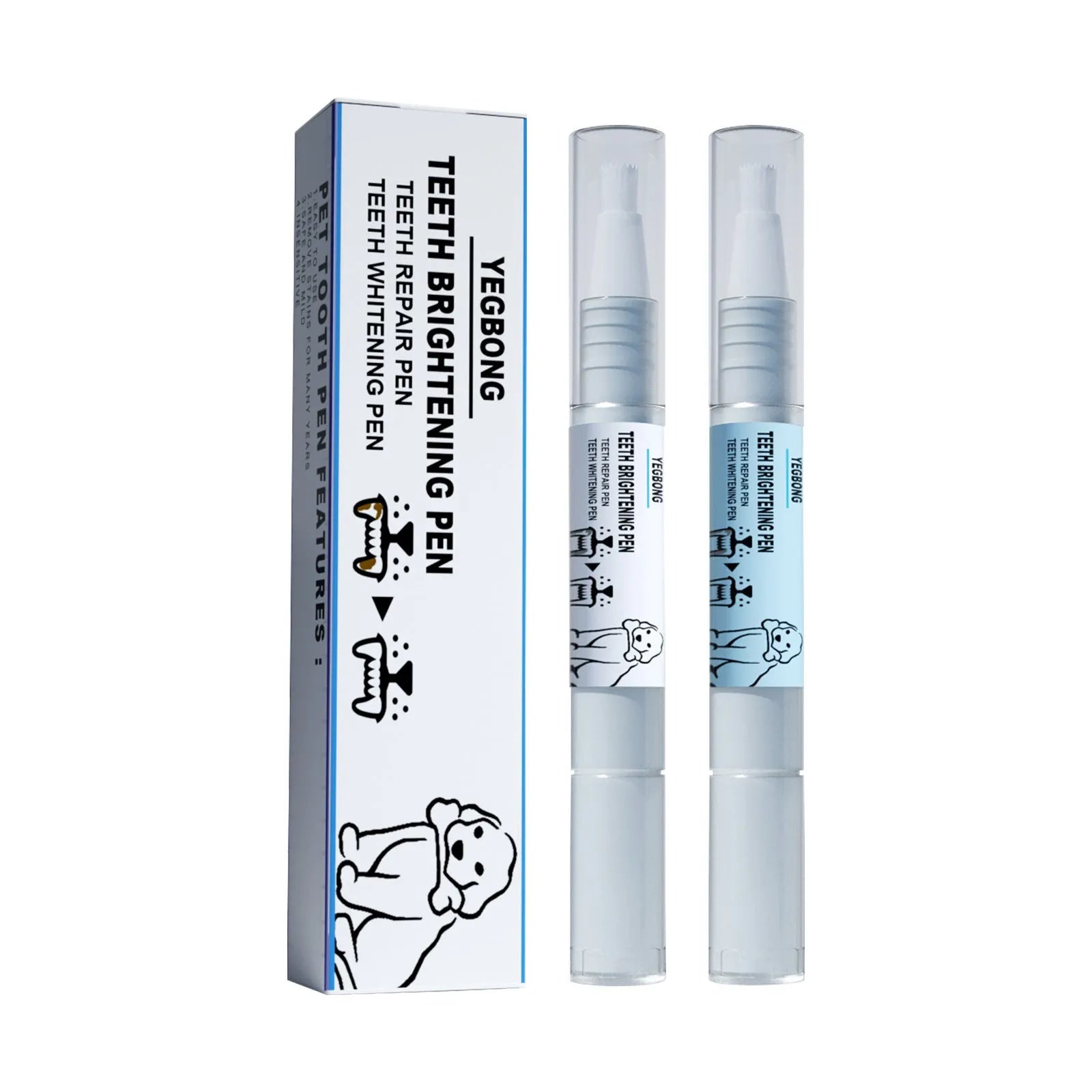 Pet teeth whitening pen with brush applicator for dog and cat dental care
