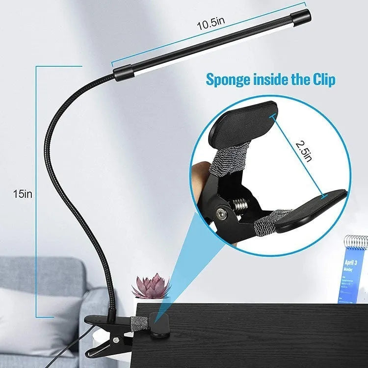 Black or white LED desk lamp with 26 cm length and USB power connection