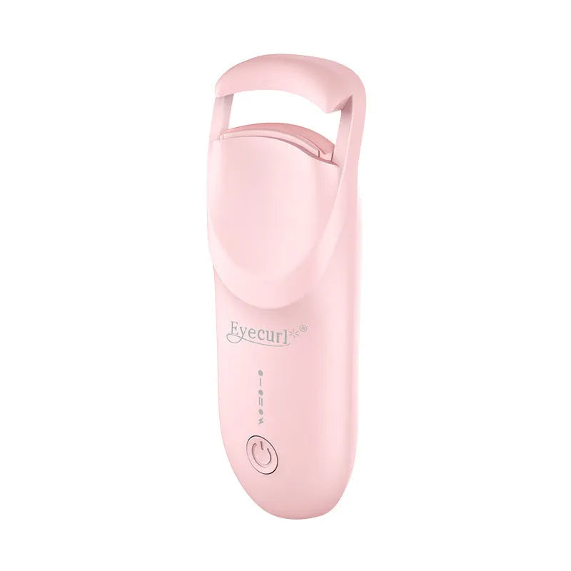 Plastic electric heating eyelash curler with USB cable in cream white, maca pink, or vanilla apricot colour