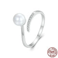 S925 sterling silver ring with natural shell pearls and adjustable open loop design