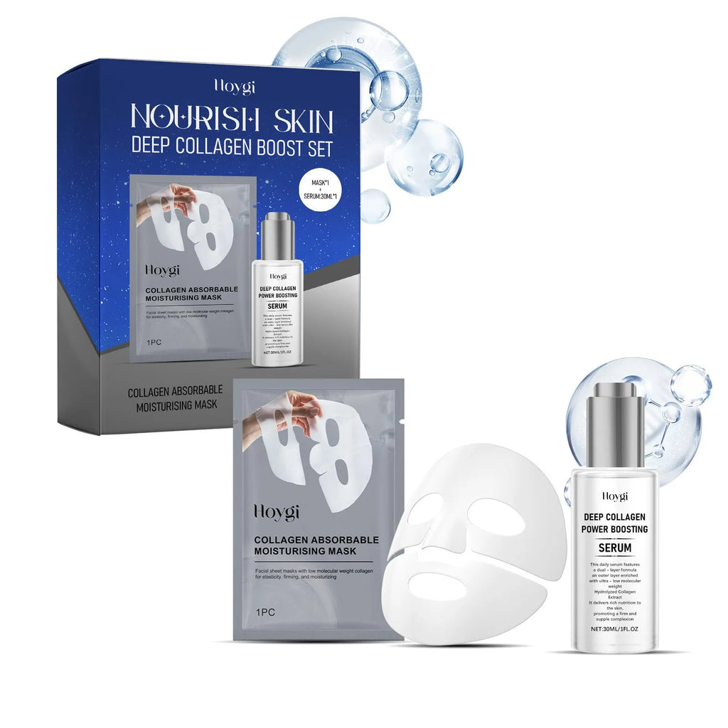 Collagen moisturising facial mask kit with 30ML essence bottle for skincare hydration